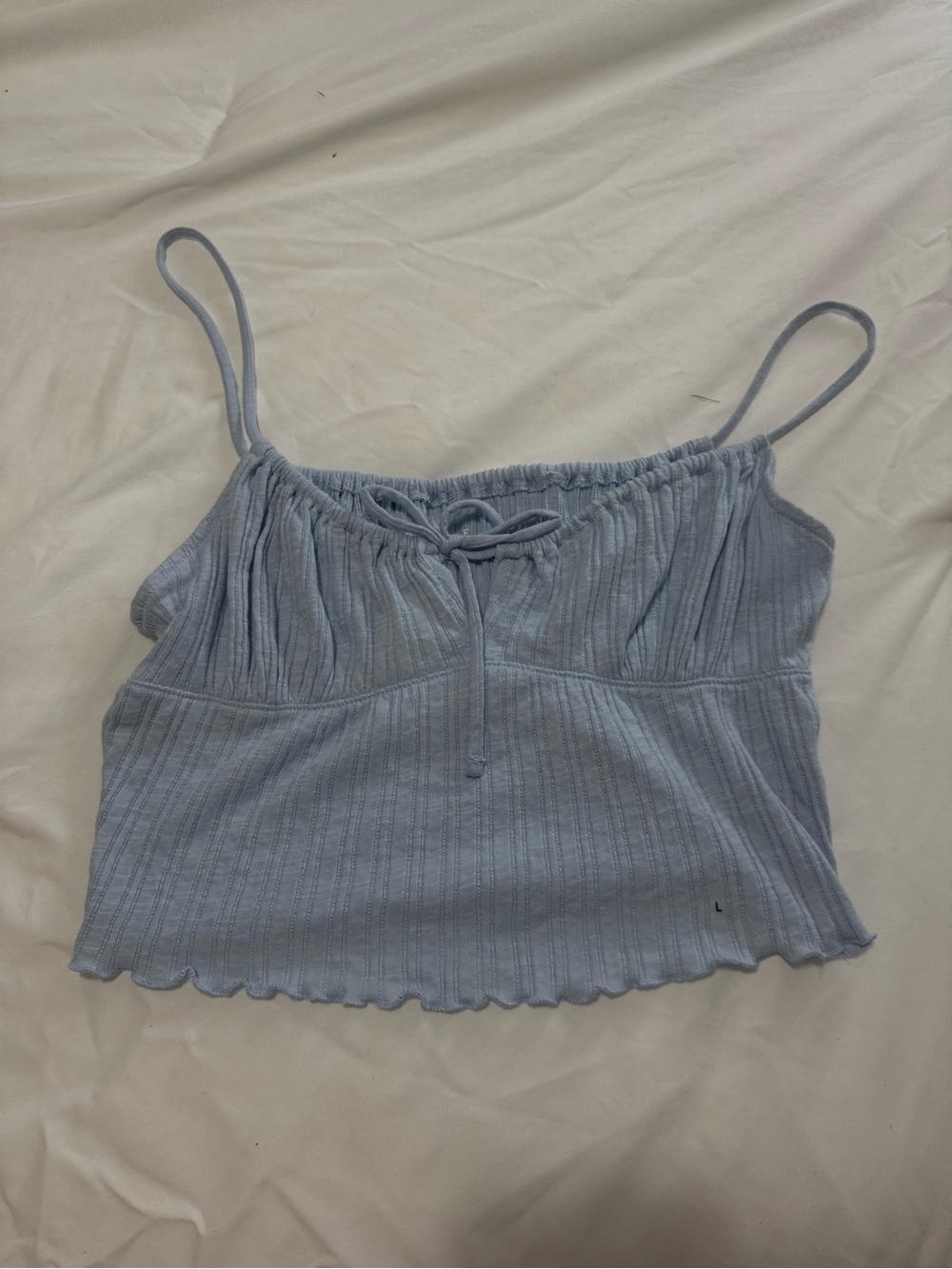 Aeropostale Light Blue Ribbed Tie-Front Camisole
